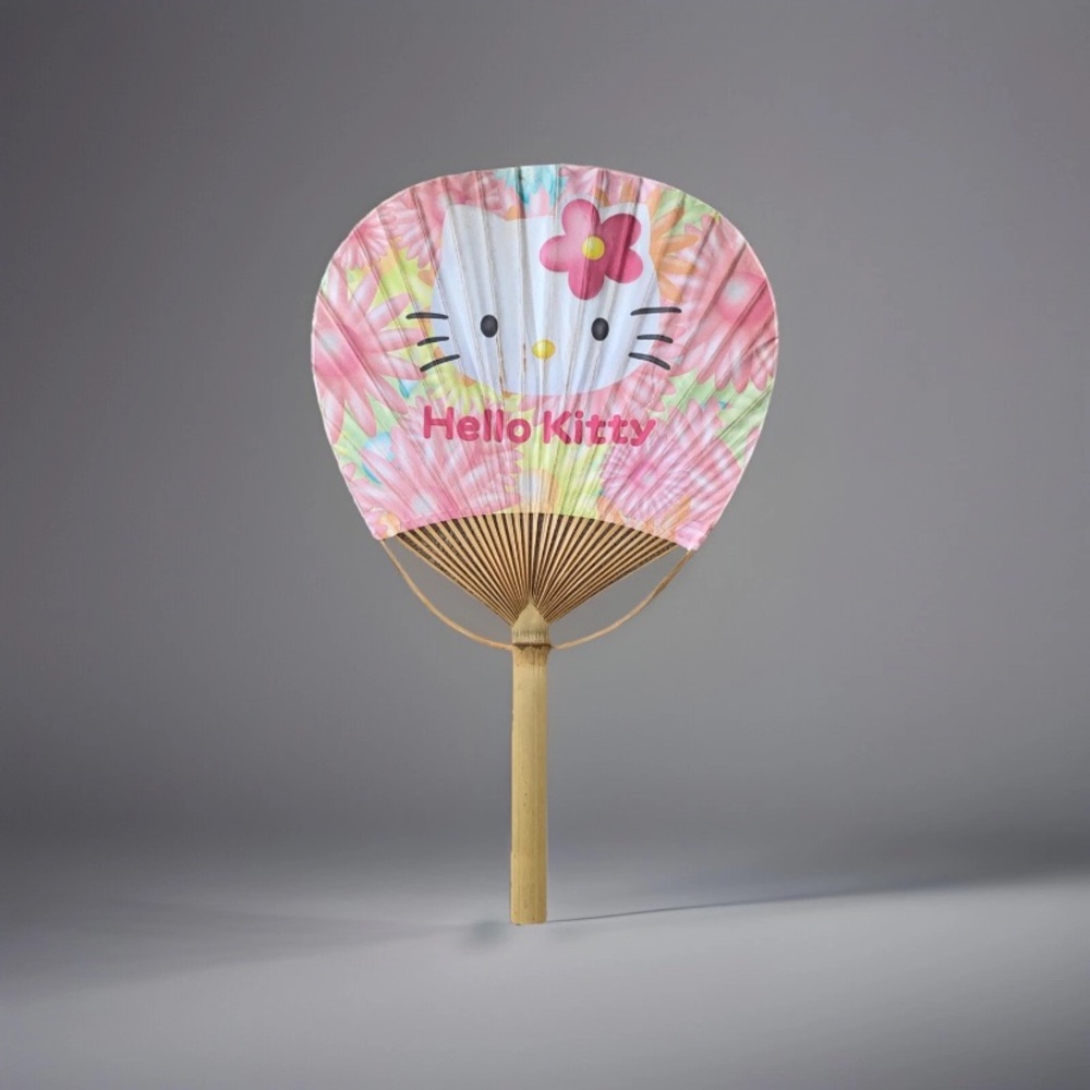 Bamboo Paper Fan Sanrio 1999 Hello Kitty Vintage‎ Tokyo Japan